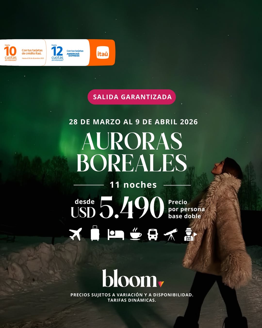 Auroras Boreales – Marzo/Abril 2026 – 11 Noches