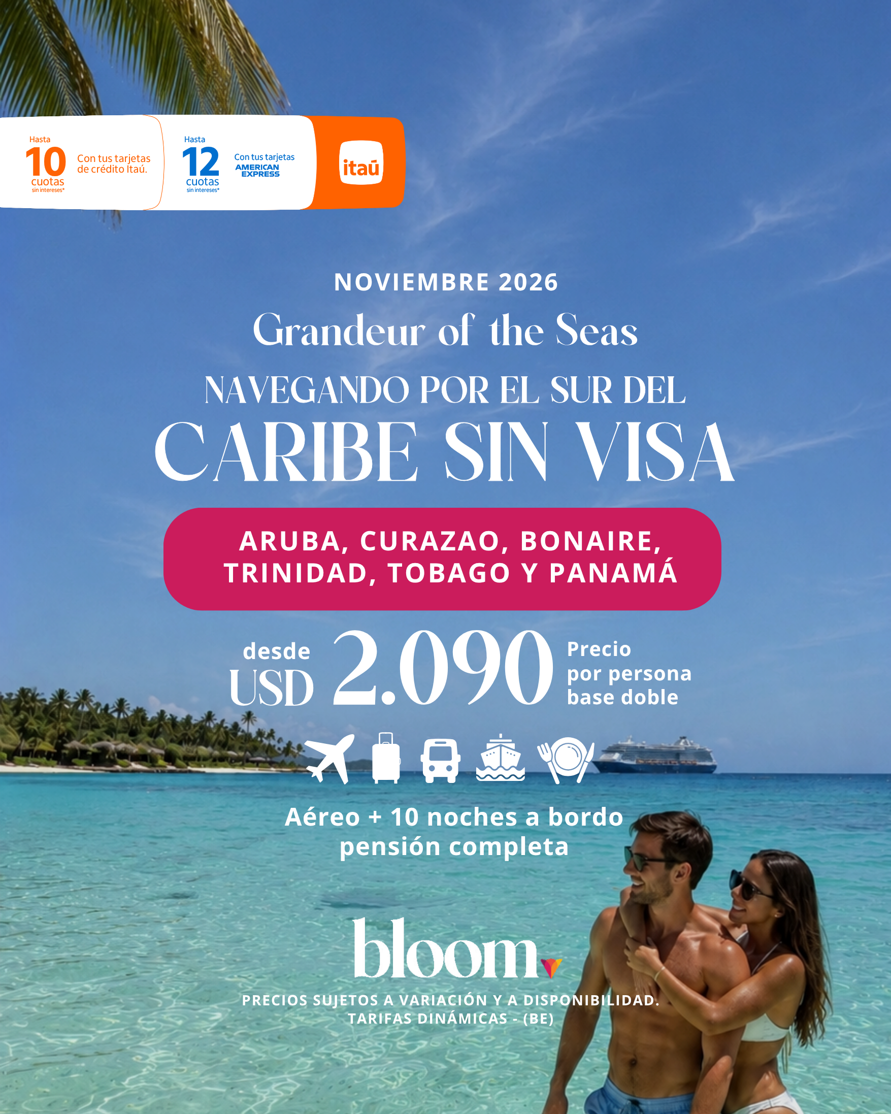 Caribe Sur sin visa - 10 noches a bordo - Noviembre 2026
