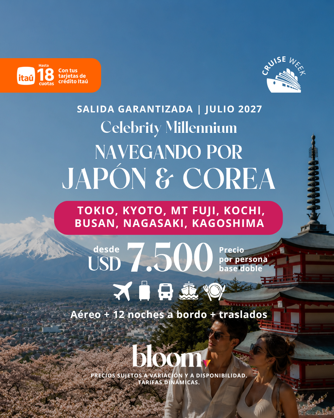 Japón & Corea - 12 noches a bordo - Julio 2027
